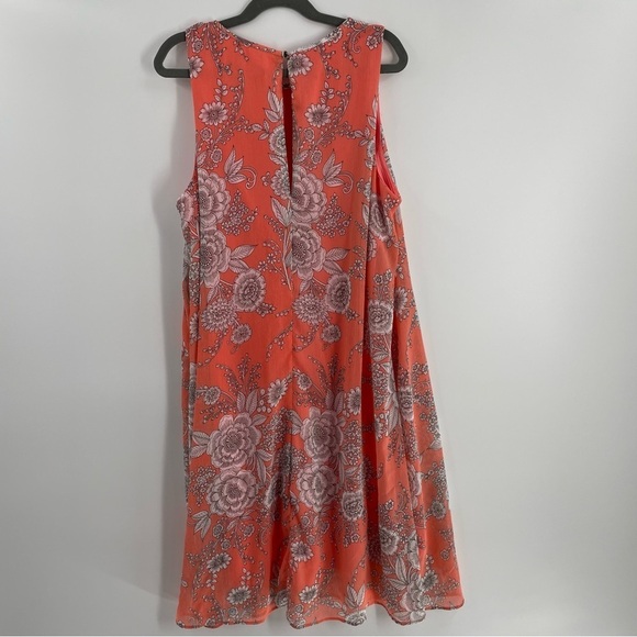 Tommy Hilfiger Coral White Floral Lined Sleeveless Keyhole Back Shift Dress - Picture 11 of 13
